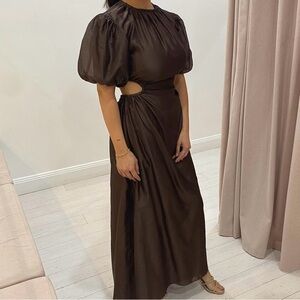 SIR THE LABEL Anje Brown Puff Sleeve Dress